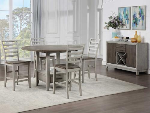 Abacus 5-Piece Counter Drop-Leaf Dining Set(Table & 4 Chairs) - DFW