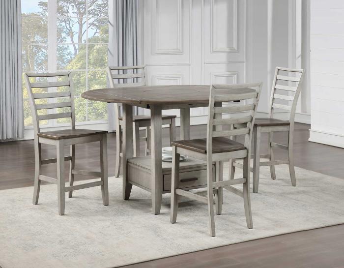 Abacus 5-Piece Counter Drop-Leaf Dining Set<br>(Table & 4 Chairs)