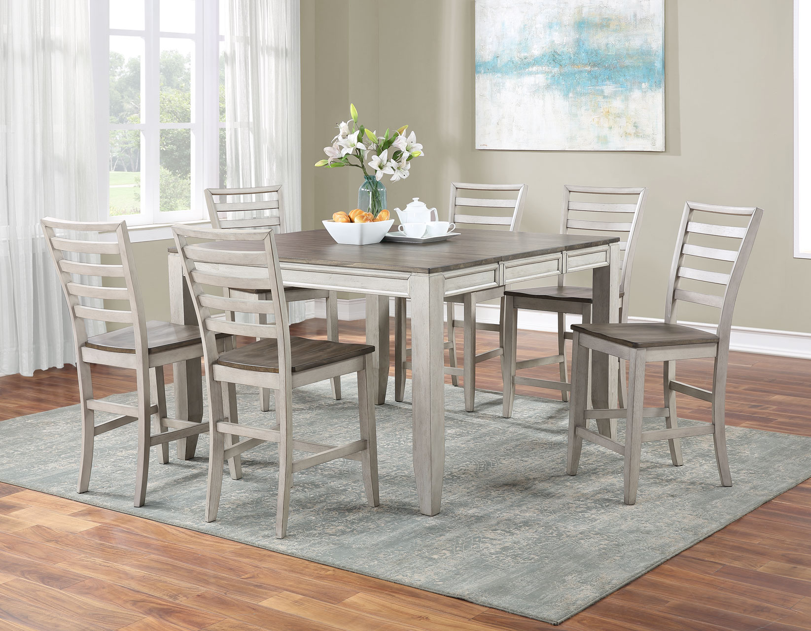 Abacus 5-Piece Counter Dining Set(Counter Table & 4 Counter Chairs) - DFW