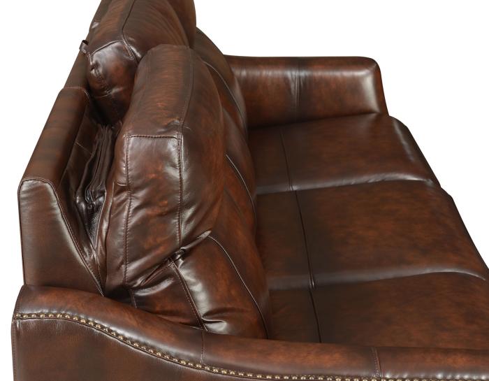Akari Leather Dual-Power Reclining Sofa w/Dropdown Console