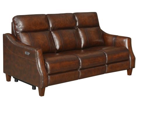 Akari Leather Dual-Power Reclining Sofa w/Dropdown Console