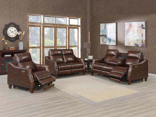 Akari 3-Piece Leather Dual-Power Reclining Set(Sofa, Loveseat & Chair) - DFW