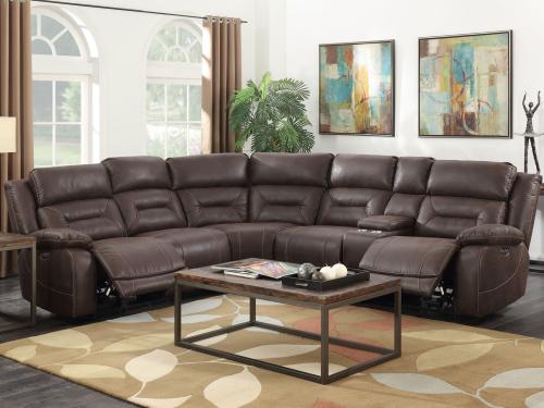 Aria 3-Piece Dual-Power Reclining Sectional, Saddle Brown - DFW