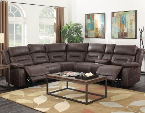 Aria 3-Piece Dual-Power Reclining Sectional, Saddle Brown