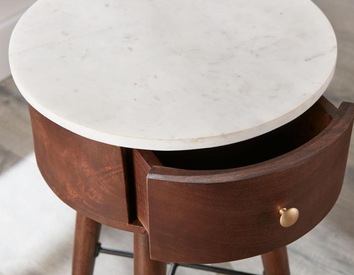 Bangalore White Marble Top Accent Table DFW