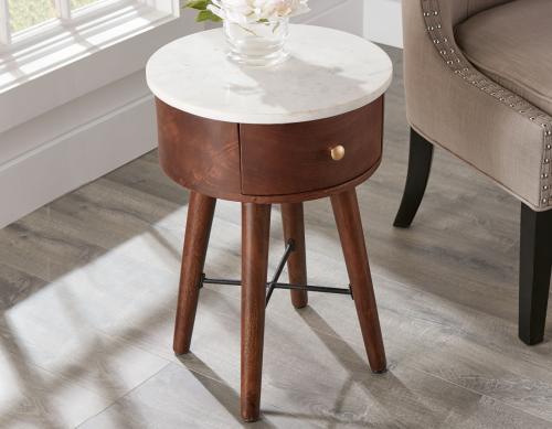 Bangalore White Marble Top Accent Table