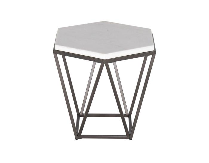 Corvus White Marble Top Hexagon End Table - DFW