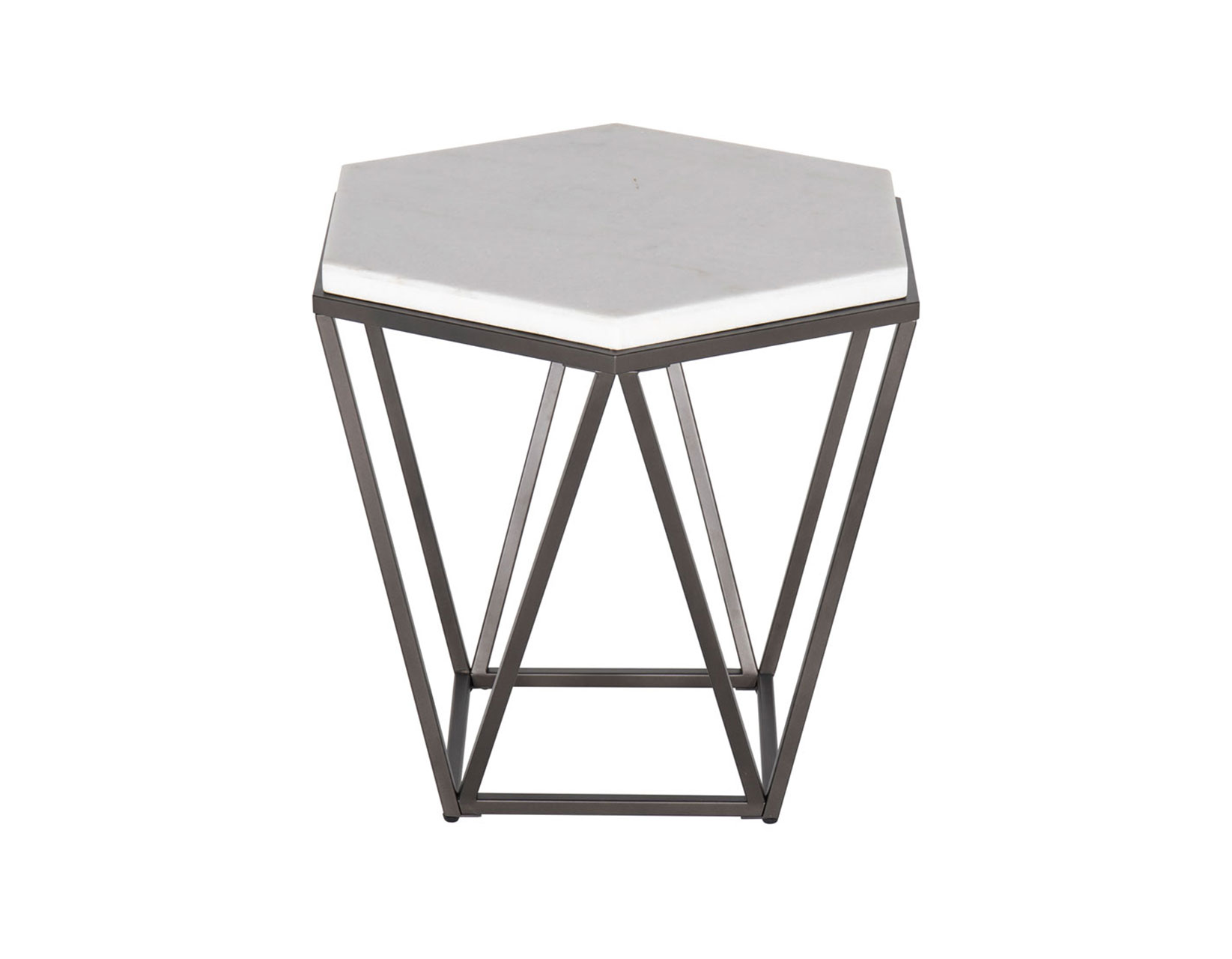 Corvus White Marble Top Hexagon End Table - DFW