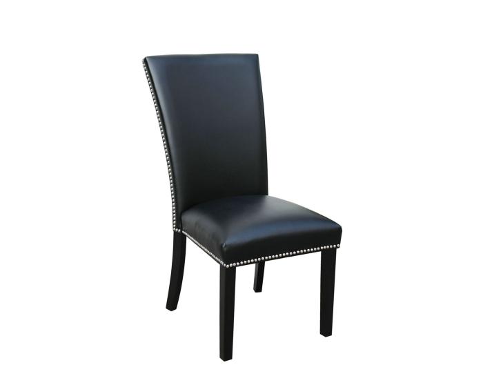 Camila Black PU Side Chair w/Nailheads