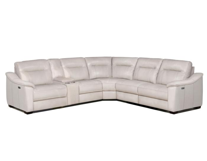 Casa 6-Piece Leather Dual-Power Reclining Sectional,  Ivory