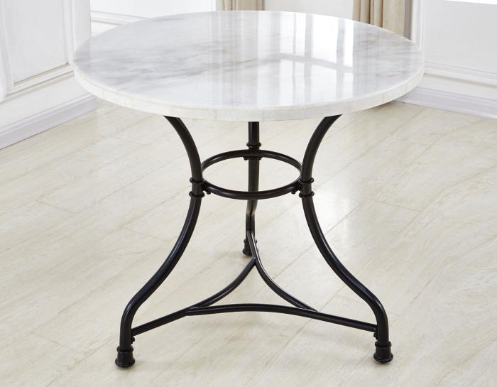 Claire 34 inch Round White Marble Top Bistro Table
