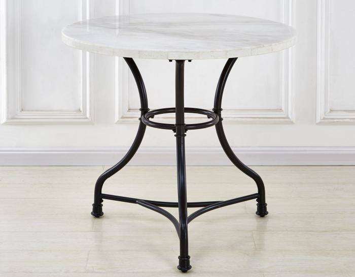 Claire 34 inch Round White Marble Top Bistro Table - DFW