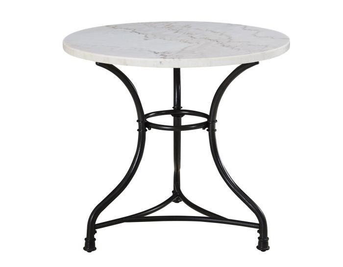 Claire 34 inch Round White Marble Top Bistro Table DFW