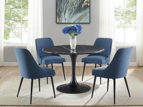 Colfax 5-Piece Black Marble Dining Set(Table & 4 Chairs) - DFW