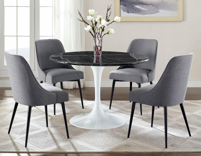 Colfax 5-Piece Black Marble Dining Set(Table & 4 Side Chairs) - DFW