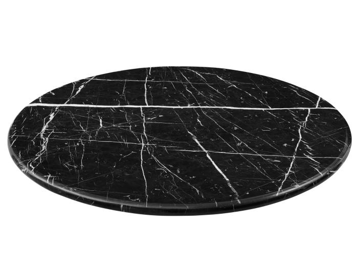 Colfax 45 inch Round Black Marquina Marble Top/Black Base Dining Table