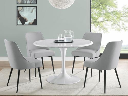 Colfax 5-Piece White Marble Dining Set(Table & 4 Chairs) - DFW