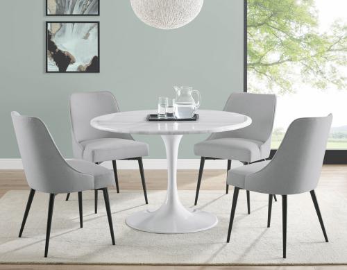 Colfax 5-Piece White Marble Dining Set<br>(Table & 4 Chairs)