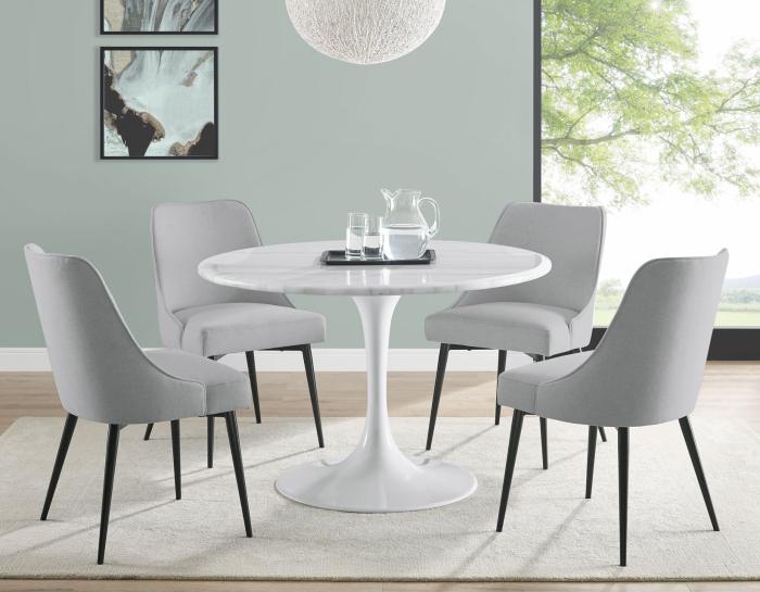 Colfax 5-Piece White Marble Dining Set(Table & 4 Chairs) - DFW