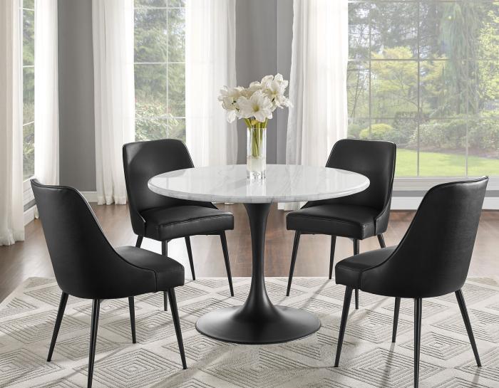 Colfax 5-Piece Black Marble Dining Set<br>(Table & 4 Side Chairs)