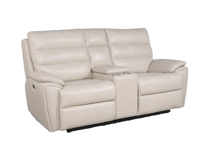 Duval Dual Power Reclining Console Loveseat, Ivory - DFW