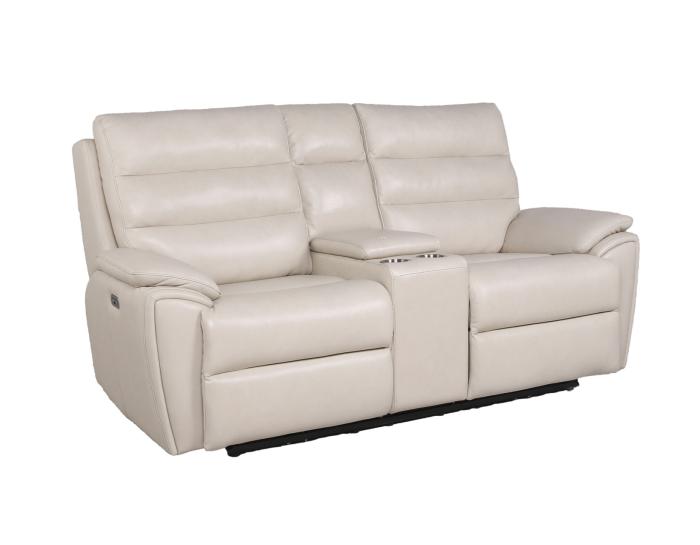 Duval Ivory 3-Piece Dual-Power Leather Reclining Set(Sofa, Loveseat & Chair) - DFW