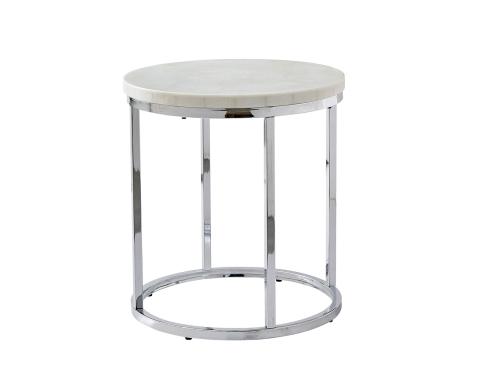 Echo White Marble Top Round End Table