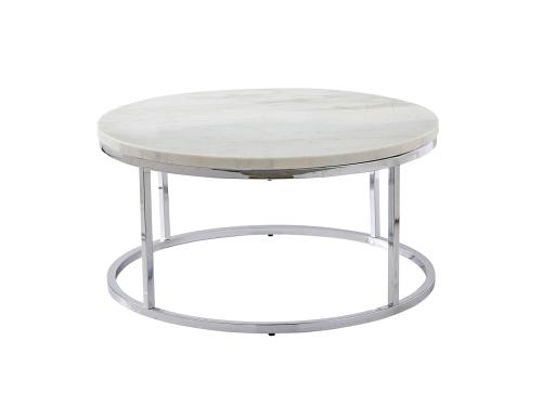 Echo White Marble Top Round Cocktail Table - DFW