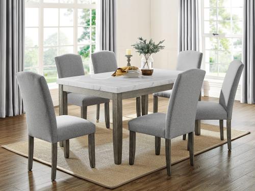 Emily 5-Piece White Marble Dining Set(Table & 4 Side Chairs) - DFW