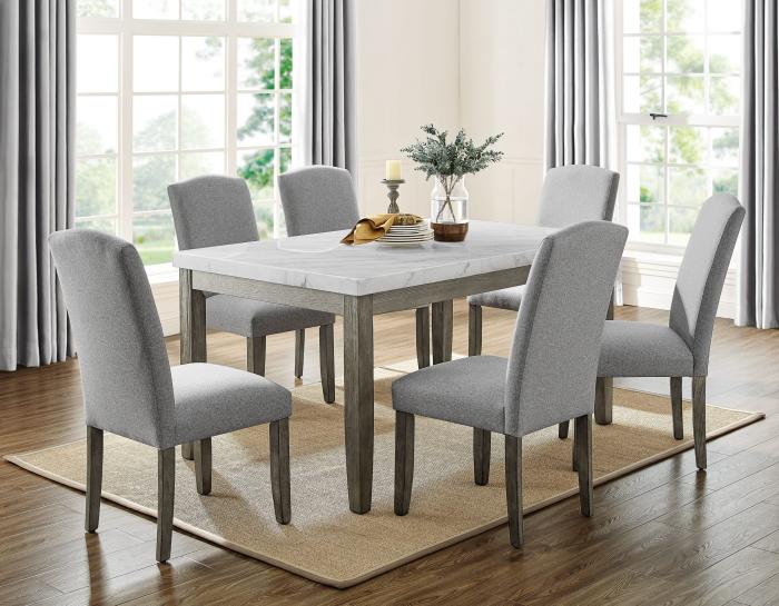 Emily 5-Piece White Marble Dining Set(Table & 4 Side Chairs) DFW