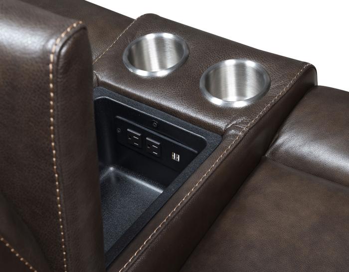 Fortuna Coffee 3-Piece Dual-Power Leather Reclining Set(Sofa, Loveseat & Chair) - DFW