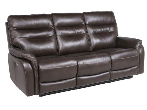 Fortuna Leather Dual Power Reclining Sofa, Coffee - DFW