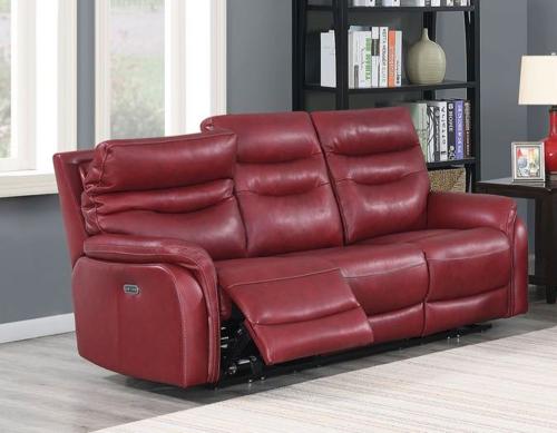 Fortuna Leather Dual-Power Reclining Sofa, Wine