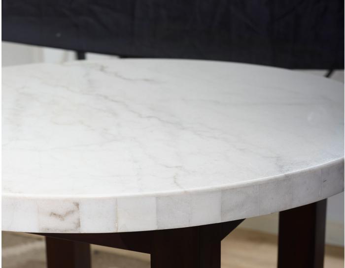 Francis 40 inch Round White Marble Top Dining Table