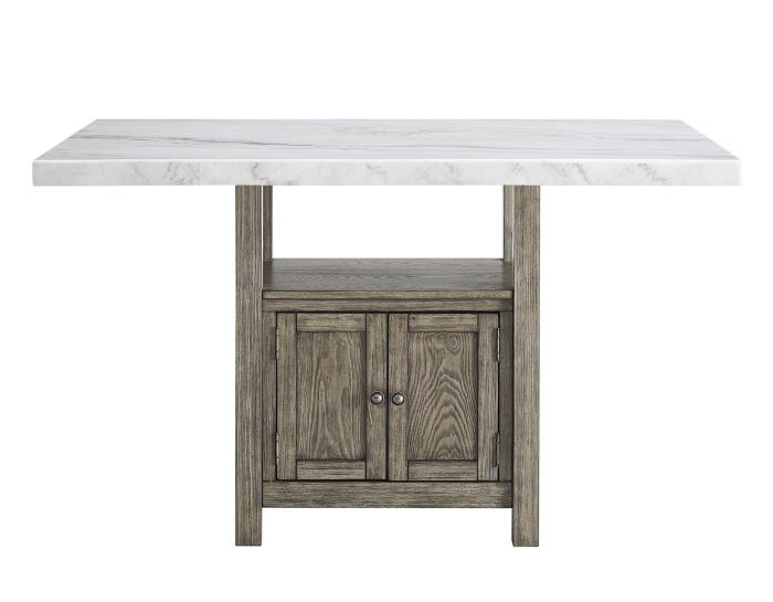Grayson 6 Piece White Marble Top Counter Set(Counter Table, Counter Bench & 4 Counter Chairs) - DFW