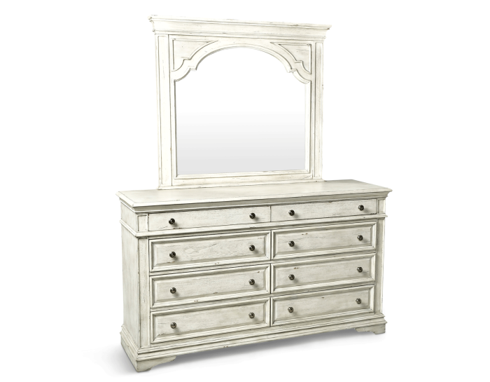 Highland Park Dresser/Mirror, Cathedral White DFW