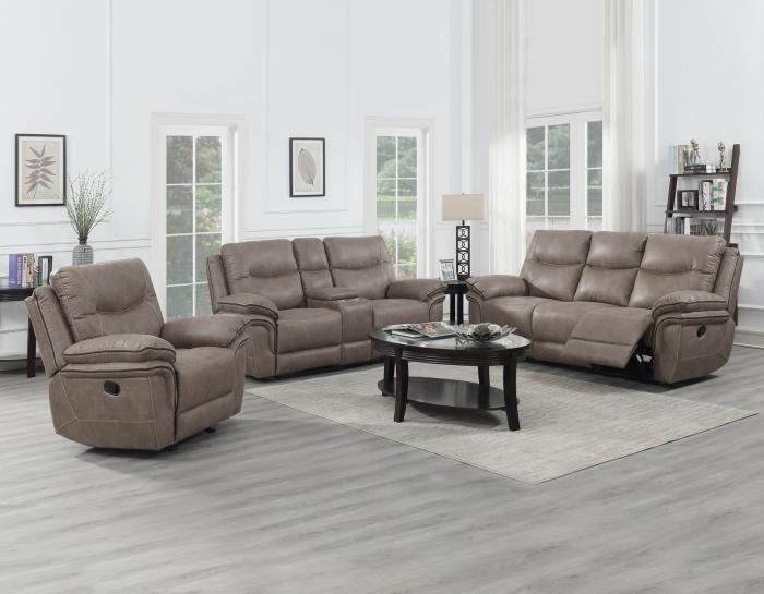 Isabella Manual Reclining Console Loveseat, Sand