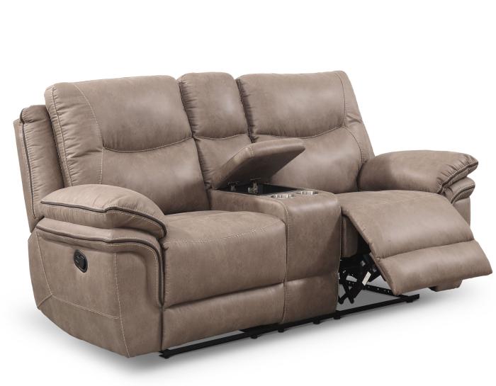 Isabella Manual Reclining Console Loveseat, Sand - DFW