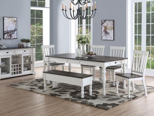 Joanna 6 Piece Dining(Table, Bench & 4 Side Chairs) - DFW