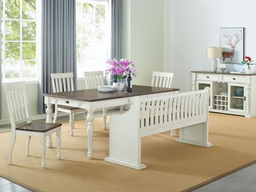 Joanna 6 Piece Bench Dining Set(Table, Bench with Back & 4 Side Chairs) - DFW