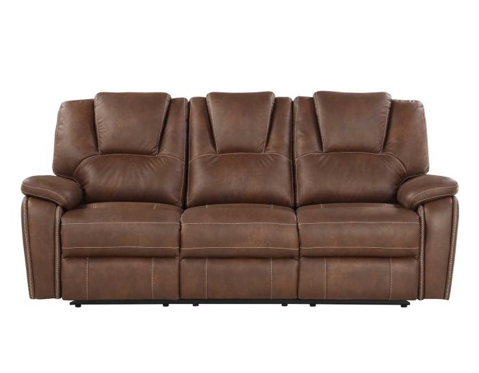 Katrine Manual Reclining Sofa, Brown - DFW