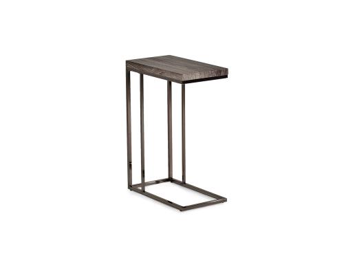 Lucia Chairside End Table, Gray/Black Nickel - DFW