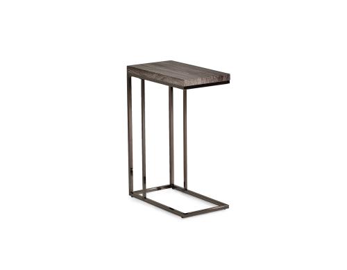 Lucia Chairside End Table, Gray/Black Nickel