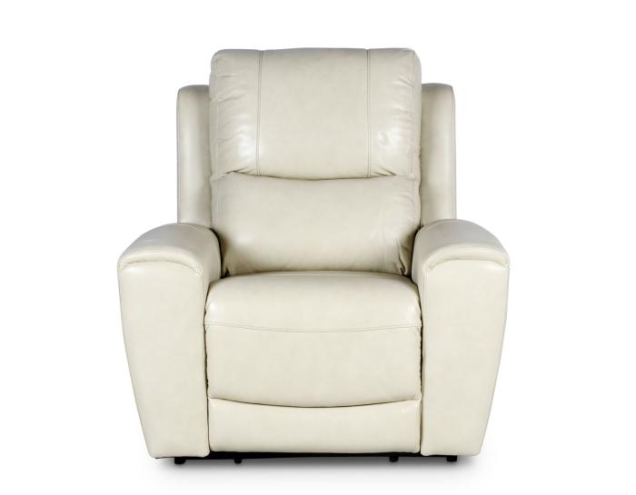 Laurel Dual -Power Leather Recliner, Ivory - DFW