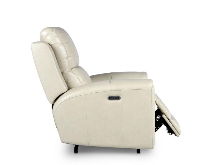 Laurel Dual -Power Leather Recliner, Ivory - DFW