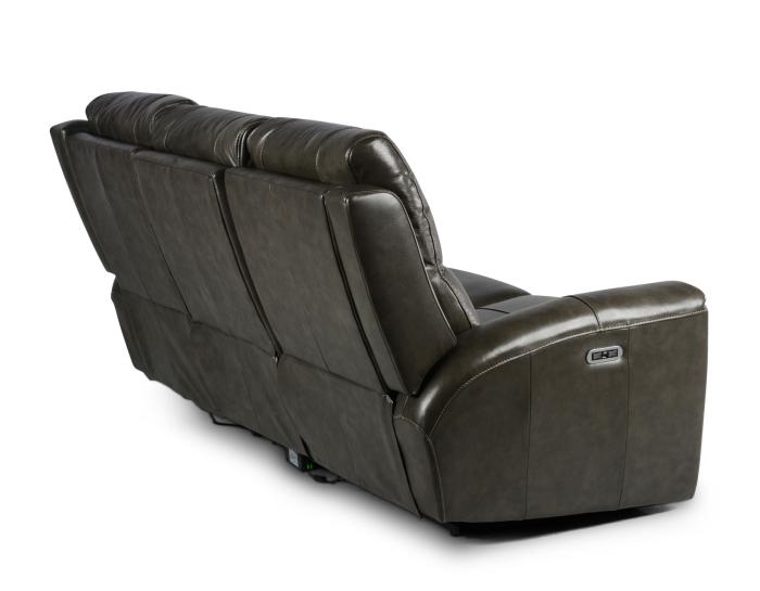 Laurel Leather Dual-Power Reclining Sofa, Grey - DFW