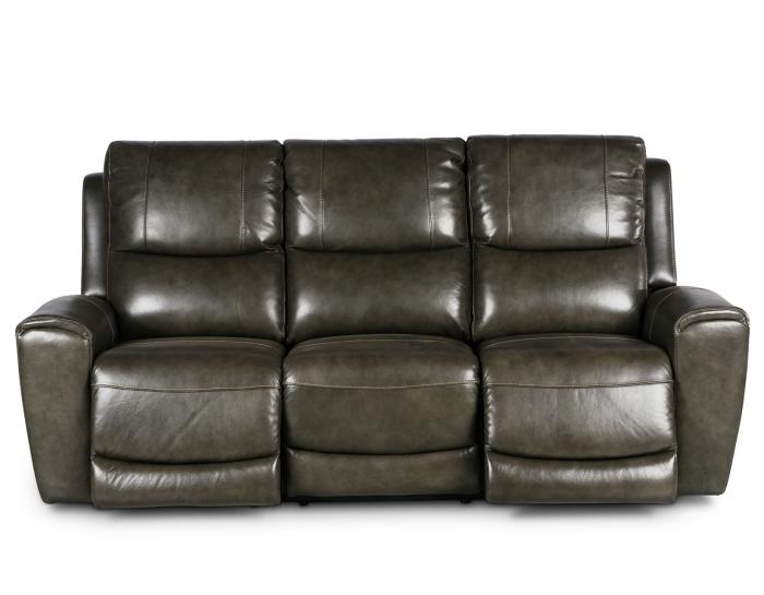 Laurel Leather Dual-Power Reclining Sofa, Grey