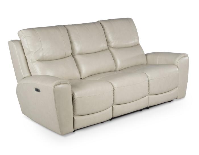 Laurel Leather Dual-Power Reclining Sofa, Ivory - DFW