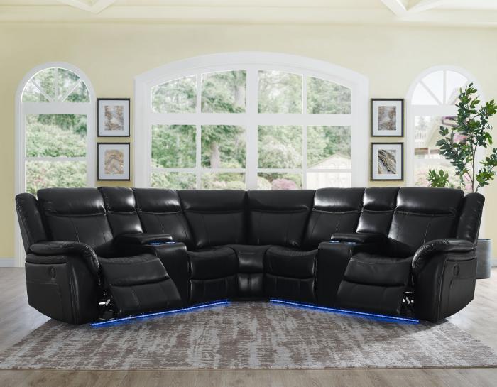 Levin Black 3-Piece Power Reclining Sectional