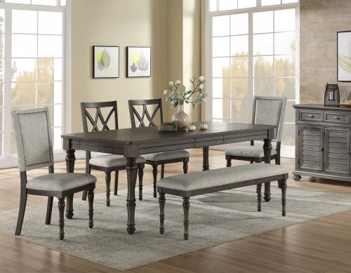 Linnett 6 Piece Set(Table, Bench, 2 Upholstered Side Chairs & 2 Side Chairs)
